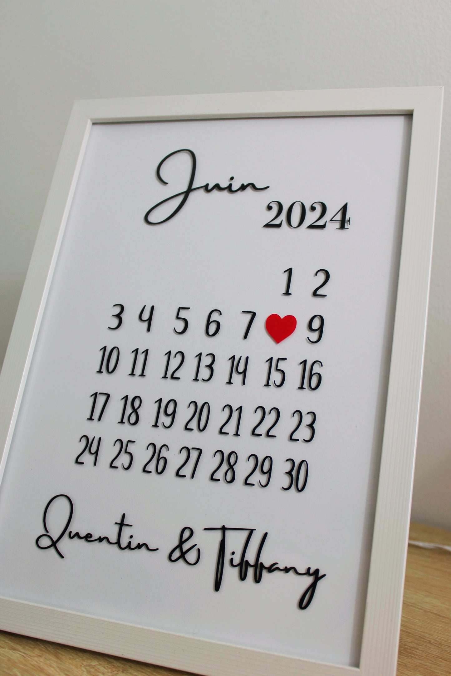 Cadre « Notre date » en verre