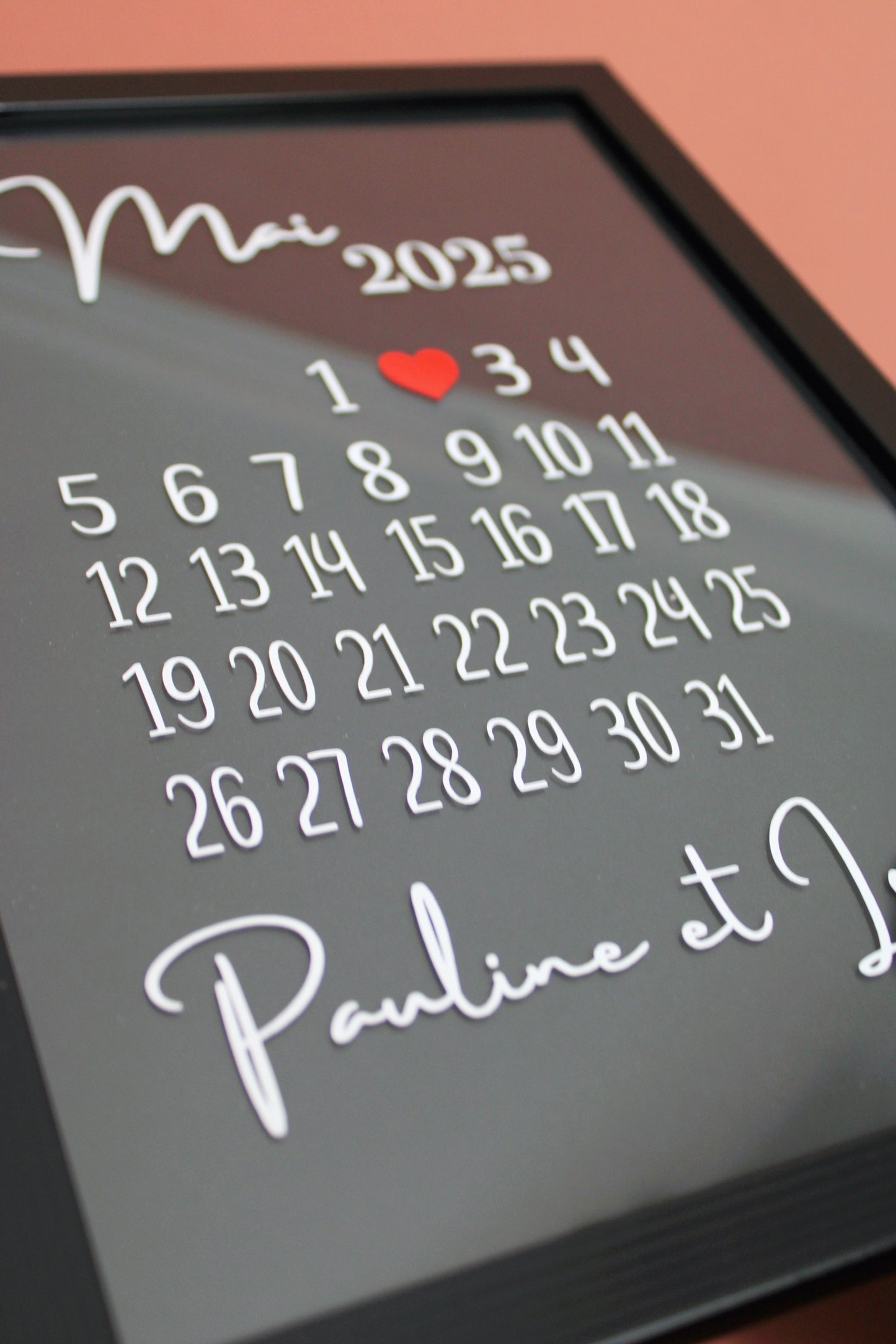 Cadre « Notre date » en verre